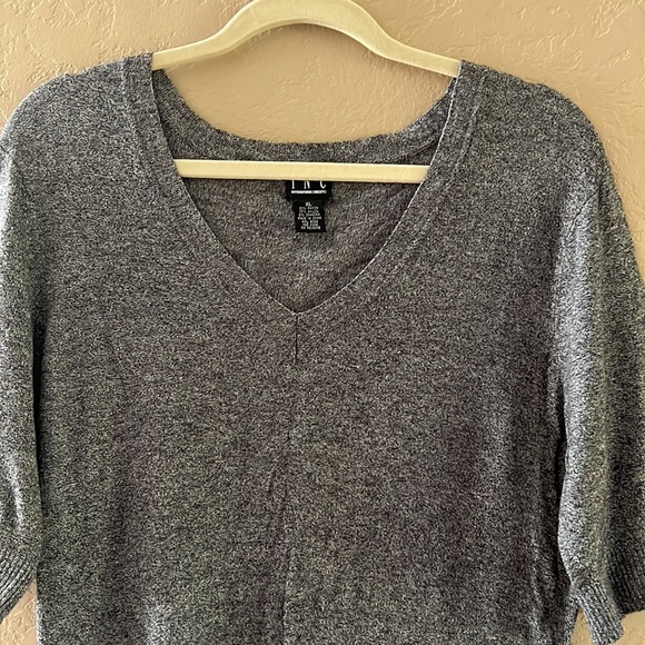 INC Women’s dark gray heather top short sleeves lightweight sweater k… - Picture 9 of 9